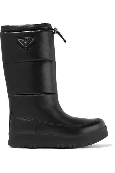 prada logo-appliquéd quilted leather snow boots|Women's Prada Snow & Winter Boots .